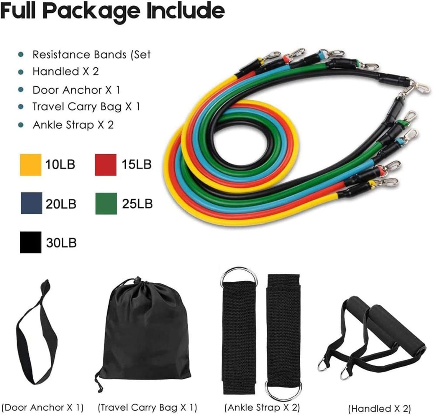Resistance Bands Set | 11pcs Latex Pull Rope