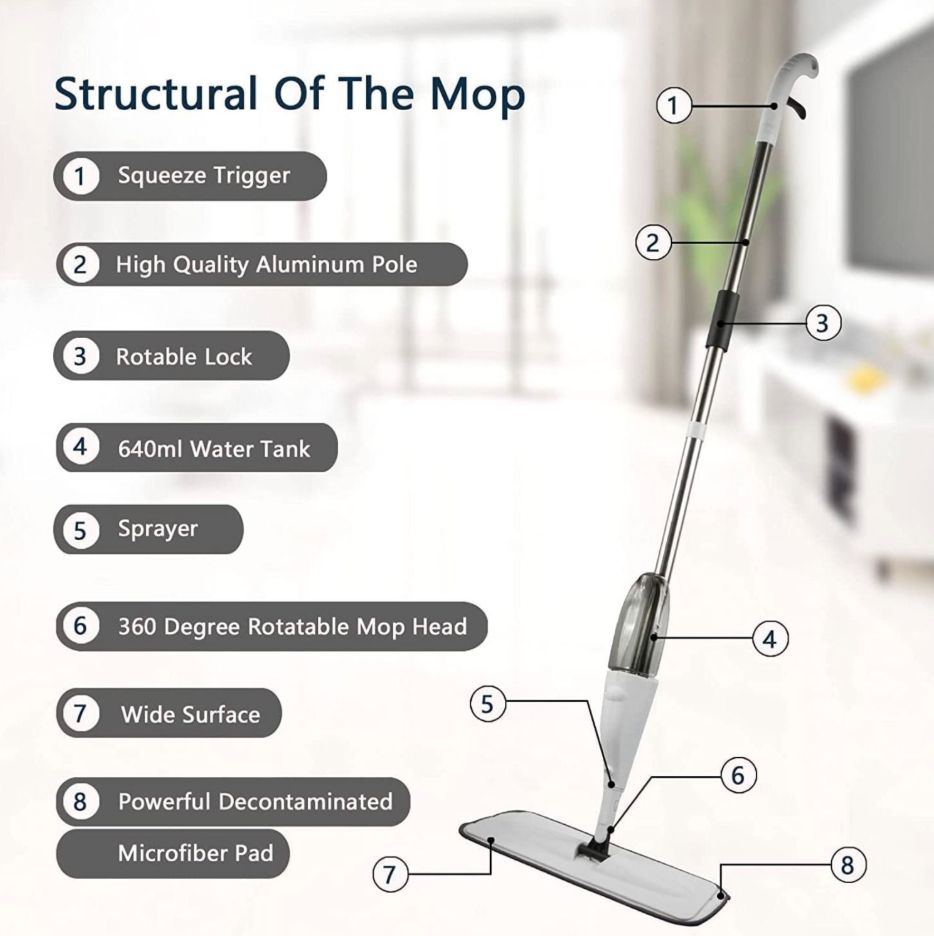 360 Rotating Spray Mop For Floor Cleaning